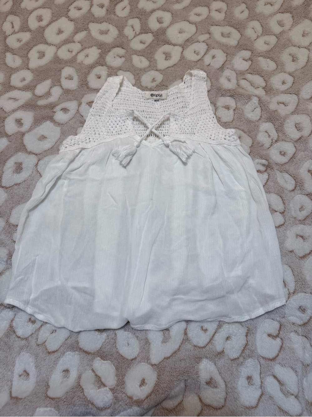Rip Curl White Crochet Bodice Tassel Summer Dress